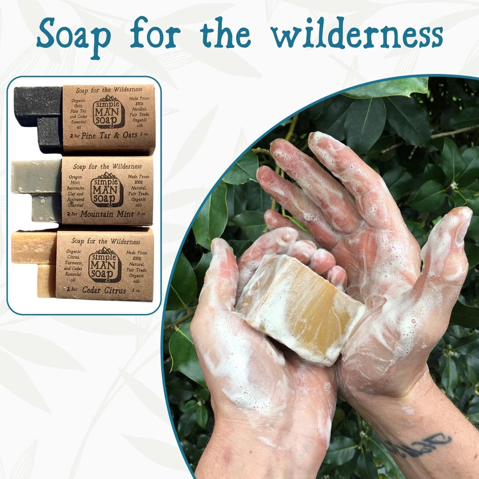 Organic Men's Bar Soap, Pine Tar Oats Cedar Citrus Mint, Bath Soap by SimpleMan