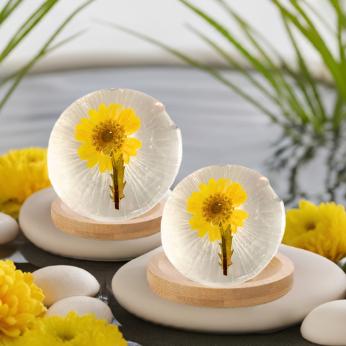 Collagen Flowering Plant Face Body Soap - Amino Acid- Bamboo Dish